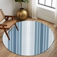 thumbnail image 3 of Blue Ombre Stripe Large Area Rugs for Bedroom Living Room, Soft Non Slip Carpet Bedside Rug, Farmhouse Simple Striped Round Floor Cover Kitchen Accent Rug 7' for Dining Room/Office, 3 of 9
