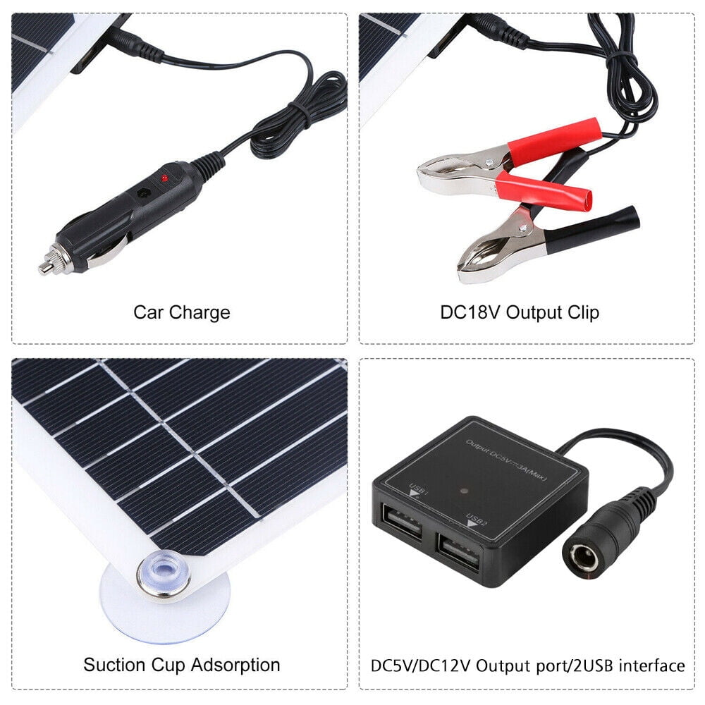 Solar Panel 50W 12 Volt DFITO Portable Solar Panel Charger, With 400W Inverter Controller Suitable For Rv/Car/ Boat/Greenhouse/Dry Camping/ Garde /Shed/Cabin/ Gate Opener