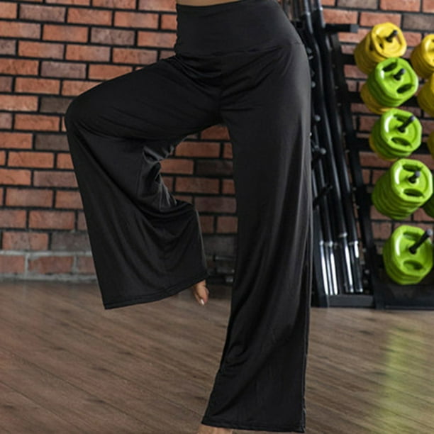 Pants High Waist Yoga Pants Wide-Leg Woman Trousers Sport Wear, Black, XL