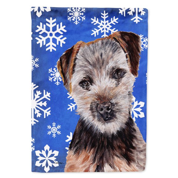 Norfolk Terrier Puppy Winter Snowflakes House Flag