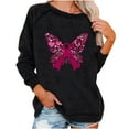 thumbnail image 2 of Ounisa Breast Cancer Awareness Sweatshirt for Women Breast Cancer Crew Neck Long Sleeve Shirt Pink Ribbon Graphic Sweatshirt, 2 of 5
