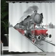 thumbnail image 4 of Ambesonne Steam Engine Shower Curtain, Railway Train Art, 69"Wx75"L, Red Grey, 4 of 5