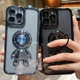 thumbnail image 5 of 6D Plating Astronaut Hidden Stand Case Cover for iPhone 13 Pro Max,Cute Clear Phone Case with Ring Holder,Black,6.7 Inch, 5 of 14