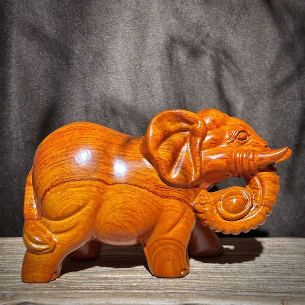 Ebony wood carved solid wood elephant figurine, a pair of elephants, a housewarming gift for the living room, a new home opening gift, or a gourd elephant.