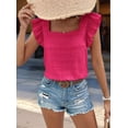 thumbnail image 6 of Women'S Square Neck Ruffle Short Sleeve Top Rose Red XL, 6 of 7