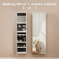 thumbnail image 5 of Homall Mirror Jewelry Cabinet, Upgraded 3 LED Lights Wall/Door Mounted Jewelry Armoire Organizer, 47.2" Full Length Mirror with Storage, Built-in Lighted Mirror, Lockable, White, 5 of 8