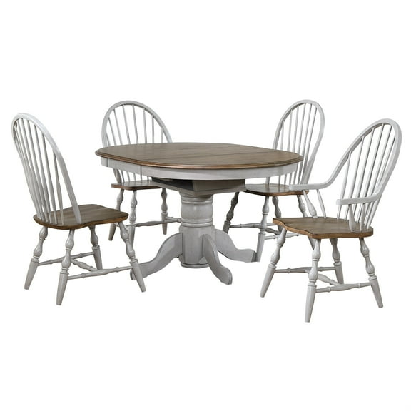 Sunset Trading Country Grove 5PC 42" Round Extendable Wood Dining Set in Gray