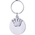 thumbnail image 1 of Rhinestone Crown Pet ID Identification Tag Glossy Round Pendant (Silver, 35MM), 1 of 5