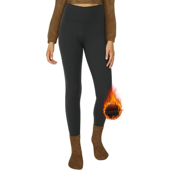Women's lined high waist thermal leggings long with inner fleece