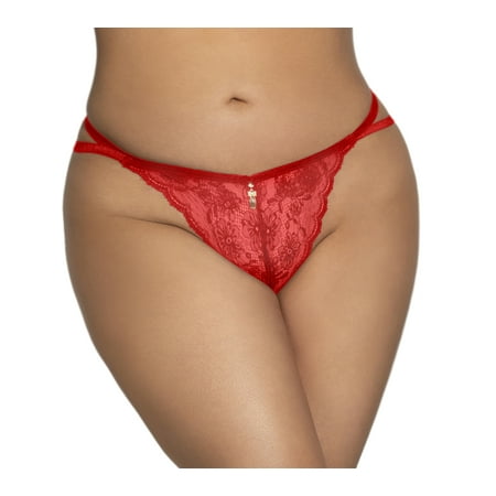 

Lacy Line Plus Size Sexy Gold Charm Lace Strappy G-String Panties