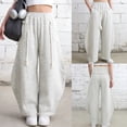 thumbnail image 2 of Casual Wide Leg Pants for Women Baggy Barrel Sweatpants Elastic Waist Lantern Trouser Pants, 2 of 6