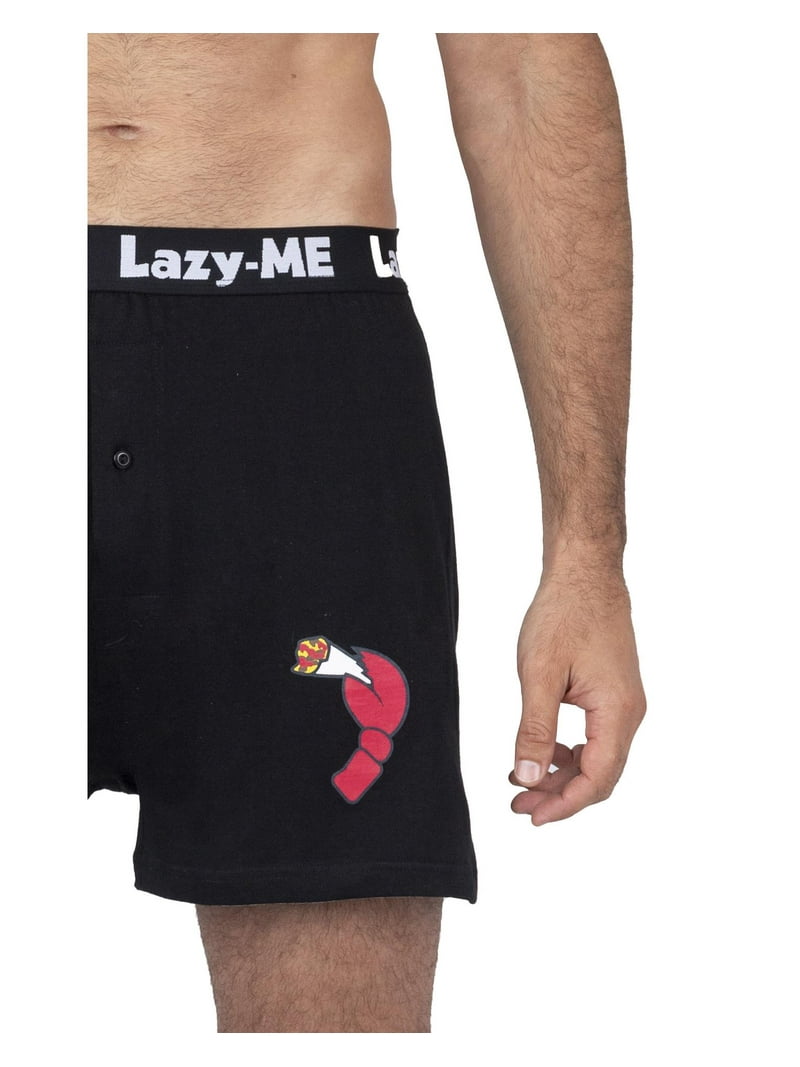 Lazy-Me Mens Funny Novelty Boxer Shorts, Black, Crab Weed Bud