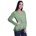 thumbnail image 3 of Moomaya Empire Waist Top Printed Dress V-Neck Full Sleeve Tunic Peplum Top For Women, 3 of 6