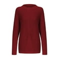 thumbnail image 4 of Baqcunre Plus Size Tops Women's Winter New Solid Knitted Loose Sleeve Large Sweater Coat Crewneck Sweatshirts Fall Outfits Women Trendy Red XL, 4 of 5