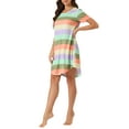 thumbnail image 4 of INSPIRE CHIC Women's Sleepshirt T-shirt Dress Colorful Striped Short Sleeve Nightshirt Nightgown XS Deep Color, 4 of 6
