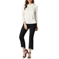 thumbnail image 2 of INSPIRE CHIC Women's Ruffle Neck Bubble Sleeve Elastic Cuff Button Office Blouse M White, 2 of 7
