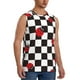 thumbnail image 2 of Fotbe Ladybugs Of Black And White Checkers Men's Camiseta sin Mangas Estampada para Hombres, Playera Casual para Gimnasio, Entrenamiento, Playa-Large, 2 of 7