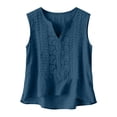 thumbnail image 5 of Womens Tank Tops 2026 Summer V Neck Sleeveless Cotton Linen Shirts Loose Fit Lace Boho Blouse Clothes Embroidered Eyelet Dressy Casual Blouses Beach Vacation Clothes Mint Green M, 5 of 6