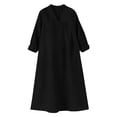 thumbnail image 5 of BUIGTTKLOP Cotton Linen Summer Dresses for Women 3/4 Sleeve Maxi Dresses Casual V Neck A Line Flowy Long Dresses Beach Vacation Clothes, 5 of 6