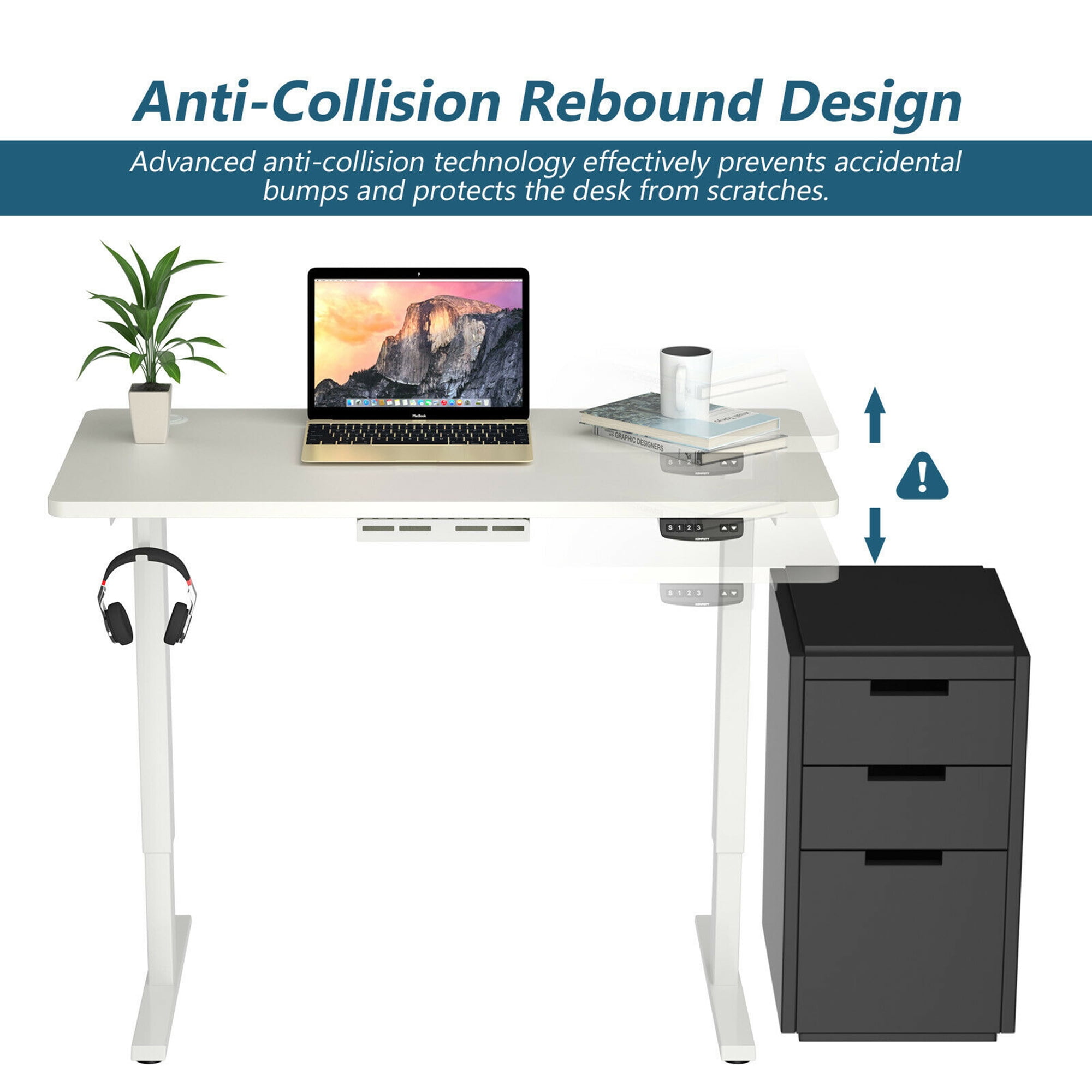 Gymax Electric Standing Desk Sit to Stand Dual Motor White Height Adjustable