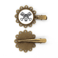 thumbnail image 1 of Gafas de moto Unbranded luces esqueleto patron Tocado de pieza de pelo de horquilla de flor de metal vintage, 1 of 3