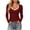Wine, variant on SETOOFF Womens Contrast Trim V‑Neck Pullover Long Sleeve Shirts, Fitted Casual Fashion Tops, Dressy‑Casual Dailywear Blouses for Fall