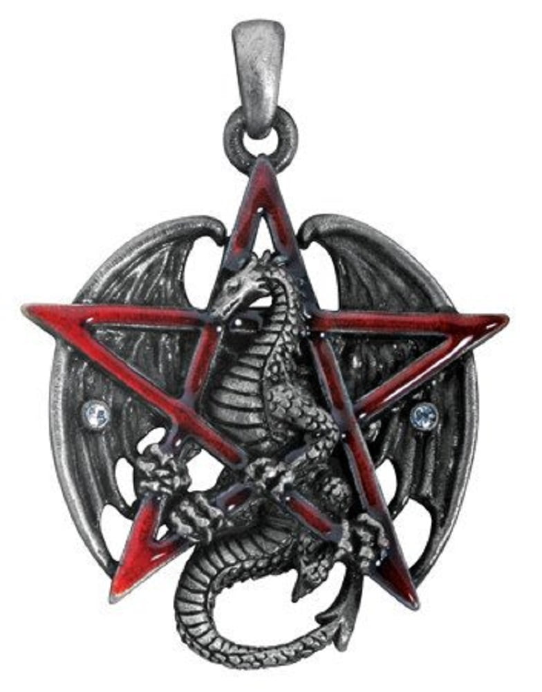 Gothic Cross Pendant Necklace Pentagram Earth Air Fire Water Theban 20" Chain 