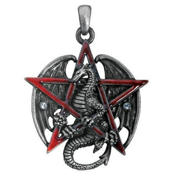 Pentagram Star Dragon Pewter Pendant Necklace Fantasy Jewelry Gothic Fashion New