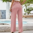 thumbnail image 5 of LLYwey Pants For Women Work Casual Women's Fashion Solid Color Business Loose Casual formal Suit Pants Female Wide Leg Pants Long Pant Style H908 Pinks XXL, 5 of 6