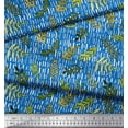 thumbnail image 3 of Soimoi Blue Cotton Cambric Fabric Seal Leaves Print Sewing Fabric Yard 58 Inch Wide, 3 of 3