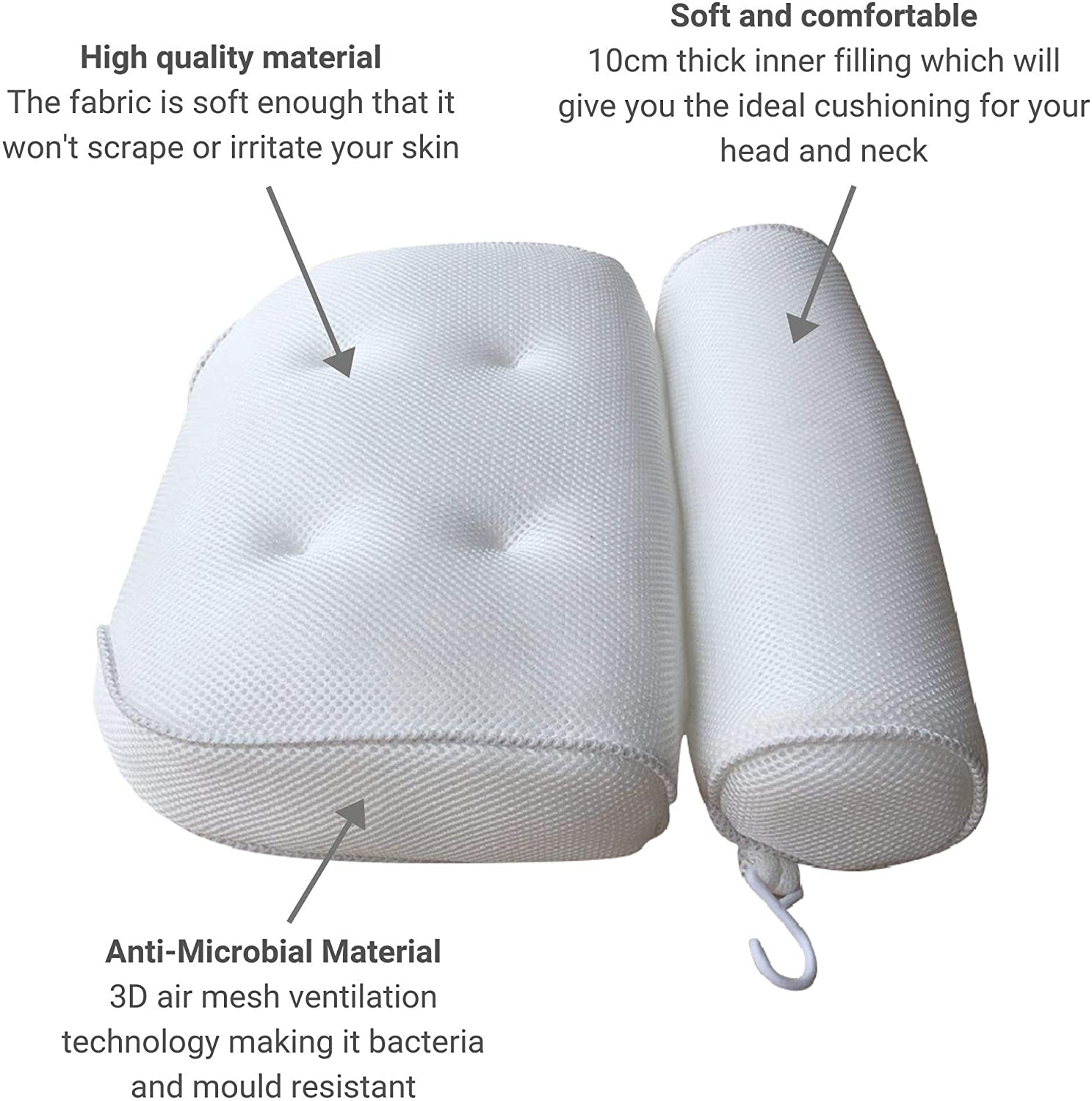 Oreiller De Baignoire Menthe – Avec Ventouses Et Crochet, Confort Ergonomique Pour Bain Détente - 6