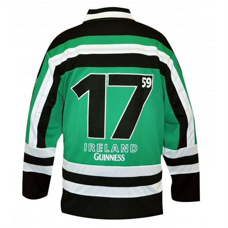 Guinness Green and White Men's Hockey Jersey Large