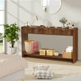thumbnail image 5 of PHOYAL Fluted Walnut Console Table with 3 Drawers, Wave Entryway Table with Storage Shelf, Narrow Wood Sofa Table for Hallway Living Room, 5 of 7