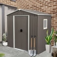 thumbnail image 2 of 6ft x 5ft Gray Metal Storage Shed with Window & Foundation - Durable Iron Outdoor Shed for Patio, Backyard, Garden & Entryway - Secure Lock & Easy Assembly, 2 of 10