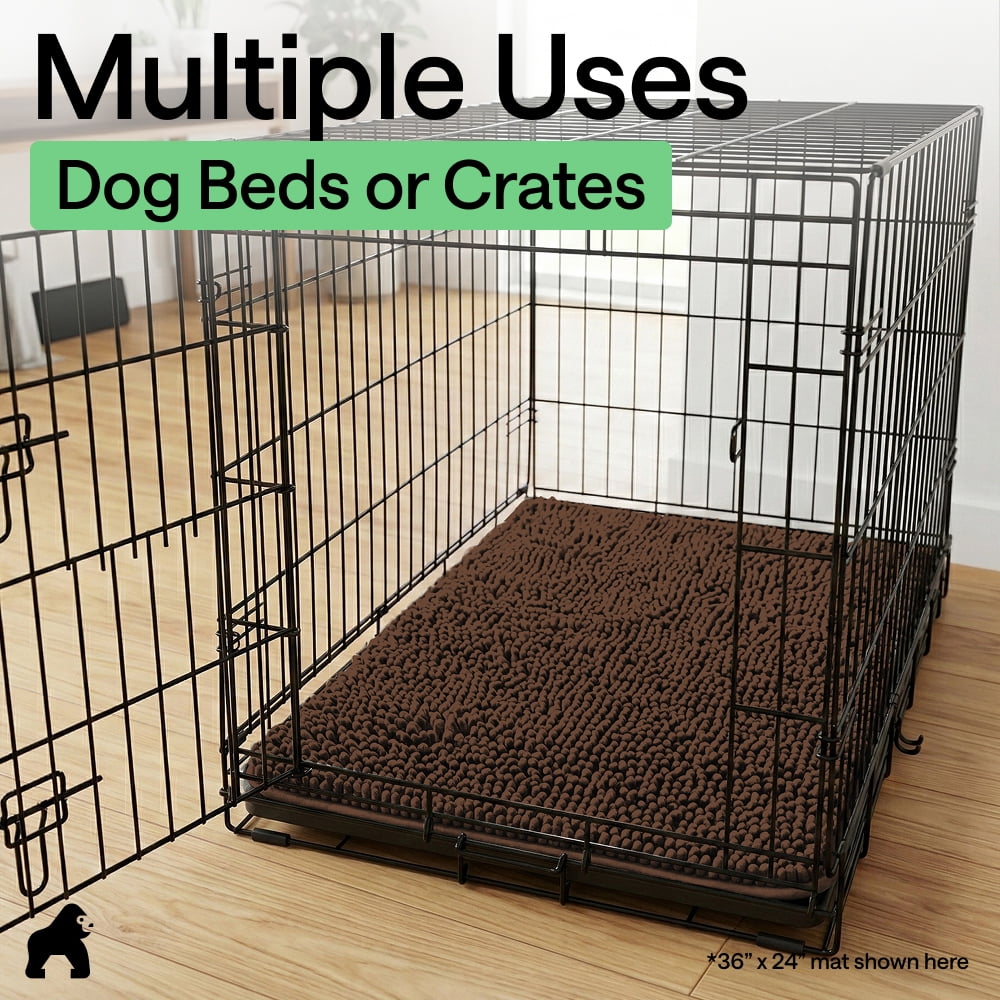 GORILLA GRIP Ultra Absorbent Grippy Doormat for Muddy Dog Paws, 30x20 Machine Washable Soakstopper Rugs Cleaner Floors, Bed Mat for Dirty Dogs, Indoor Entrance Door Rug Pet Bed Mats Brown