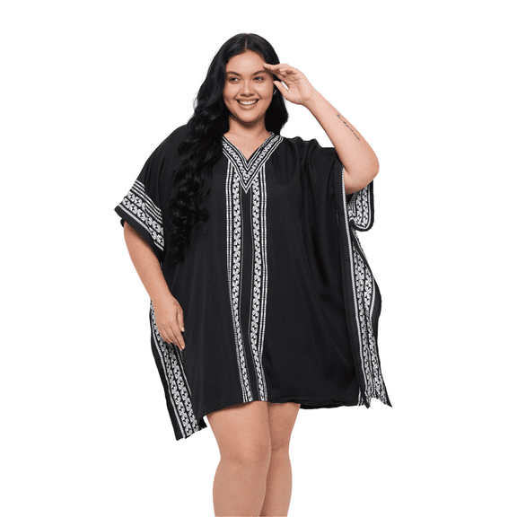 Oussum Short Kaftan For Women Plus Size Tunic Top Cover Up Fits 1X to 3X