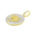 thumbnail image 3 of 14K Yellow Gold Finish Baguette/Round Cut Simulated Diamond Zodiac Taurus Sign Astrology Horoscope Round Pendant Charm 2'', 3 of 4