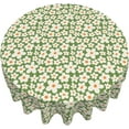 thumbnail image 2 of Round Tablecloth Retro Groovy Flowers Table Cloths Waterproof Table Cover for Wedding Party Dining Holiday Banquet, 2 of 6