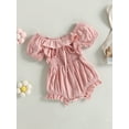 thumbnail image 3 of Bagilaanoe Newborn Baby Girl Summer Jumpsuit Shorts Print Short Sleeve Ruffle Bodysuit 3M 6M 12M 18M Infant Casual One Piece Romper, 3 of 8