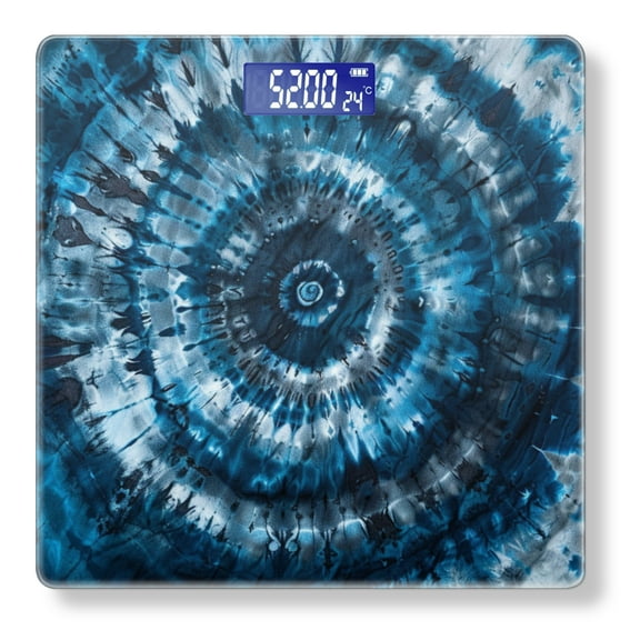 High Precision Body Weight Scale Smart Bathroom Scales with Large LCD Display(400lbs),Decorative for Bedroom-Abstract Tie-Dye Pattern With Dark Blue And White Colors
