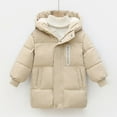 thumbnail image 2 of Povozer Kids Boy Girl Puffer Jacket Coat Hood Lightweight Warm Winter Outwear(Beige,4-5Y), 2 of 6