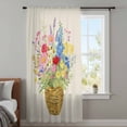 thumbnail image 3 of Spring Flowers Basket Sheer Curtains 108" Extra Long, Vintage Colorful Floral Light Filering Curtains, Privacy Drapes Simi Floor to Veiling Curtain for Living Room Bedroom Large Window Treatment, 3 of 9