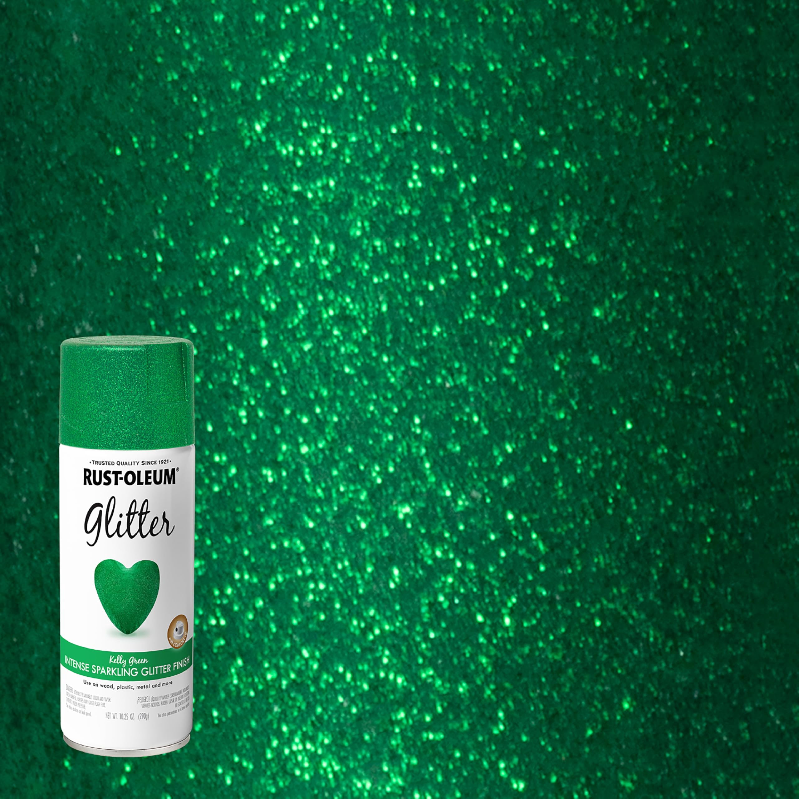 Rust-Oleum 277781 Specialty Glitter Spray Paint, 10.25 Oz, Kelly Green