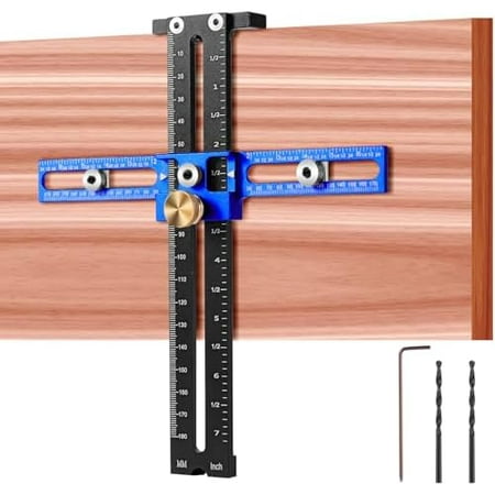 Cabinet Hardware Handle Jig Adjustable Cabinet Hole Drilling Template Tool for Knobs Handles and Pulls Aluminum Alloy Door Knob Drawer Pull Jig Precise Drill Guide for Punch Locator