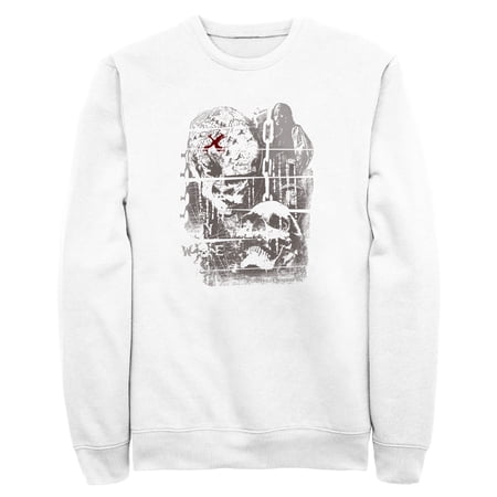 Men s Pirates of the Caribbean: Curse of the Black Pearl Jack Sparrow Distressed Skull Poster Sweatshirt White X Large
