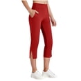 thumbnail image 3 of StSilkitty Girls Capris Leggings Solid Color High Waist Elastic Stretch Yoga Cropped Pants Comfy Breathable Trousers with Pockets, 3 of 9