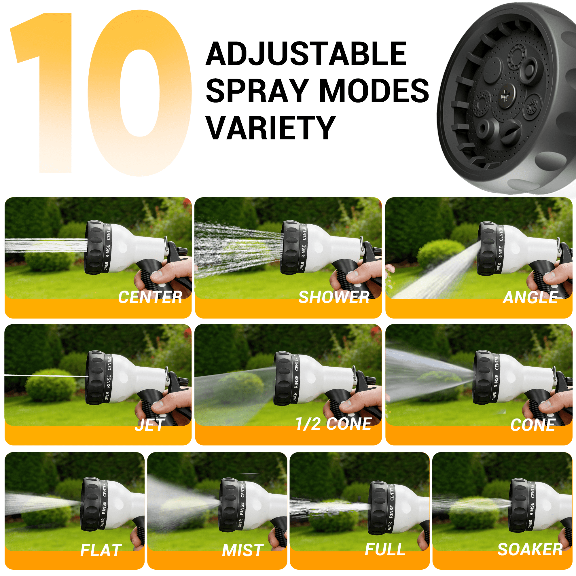 Dkenicor 5/16 70FT Retractable Wall Mount Garden Hose Reel,10 Pattern Nozzle,Automatic Self Retract&Any Length Lock,for Garden,Patio,Yard Use,Gray