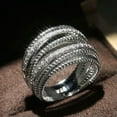 thumbnail image 4 of K-KED 925 Sterling Silver Rings Shiny Wrap Zircon Ring Women Wedding Ring Size 6-10-7-Clear, 4 of 6