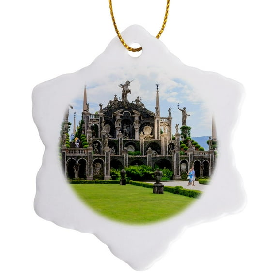 3drose, Palazzo Italian Garden Isola Bella. Lago Maggiore. Italy., 3 inch Snowflake Porcelain Ornament