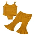 thumbnail image 1 of 2PCS Infant Baby Girls V-Neck Solid Color Sleeveless Jumpsuit Bell-Bottom Suit Yellow 2-3 Years, 1 of 8